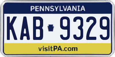 PA license plate KAB9329