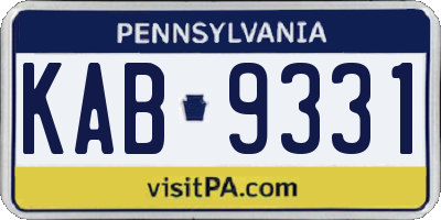 PA license plate KAB9331