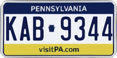 PA license plate KAB9344