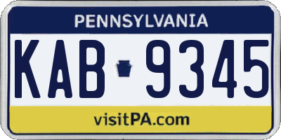 PA license plate KAB9345
