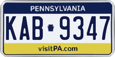 PA license plate KAB9347