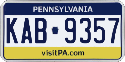 PA license plate KAB9357