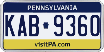 PA license plate KAB9360