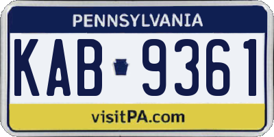 PA license plate KAB9361