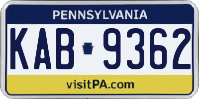 PA license plate KAB9362