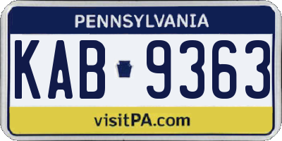 PA license plate KAB9363