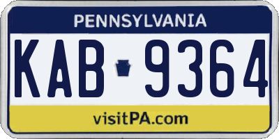 PA license plate KAB9364