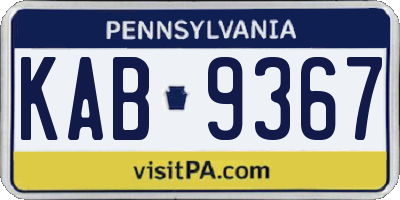 PA license plate KAB9367