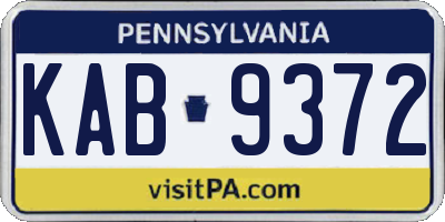 PA license plate KAB9372