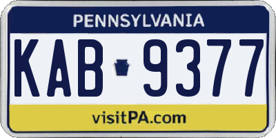 PA license plate KAB9377