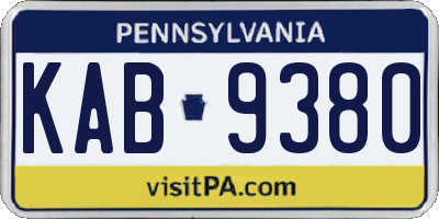 PA license plate KAB9380