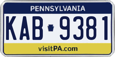 PA license plate KAB9381