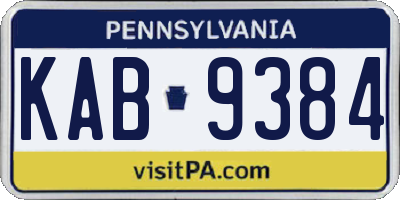 PA license plate KAB9384