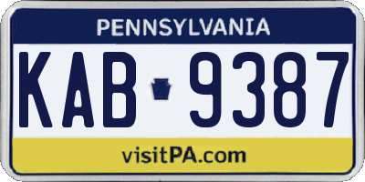 PA license plate KAB9387
