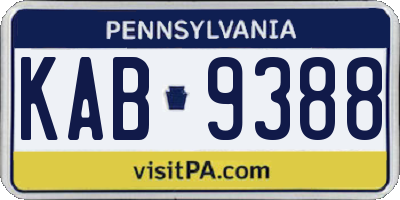 PA license plate KAB9388