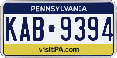 PA license plate KAB9394