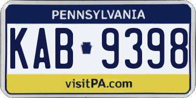 PA license plate KAB9398