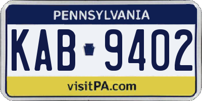 PA license plate KAB9402