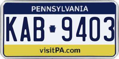 PA license plate KAB9403