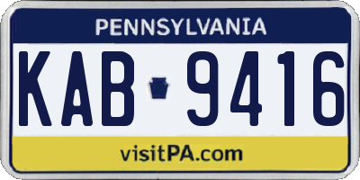 PA license plate KAB9416