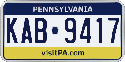 PA license plate KAB9417