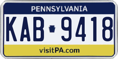 PA license plate KAB9418