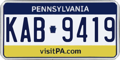 PA license plate KAB9419