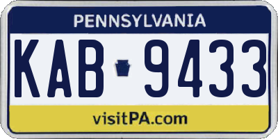 PA license plate KAB9433