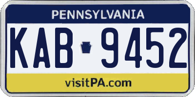 PA license plate KAB9452