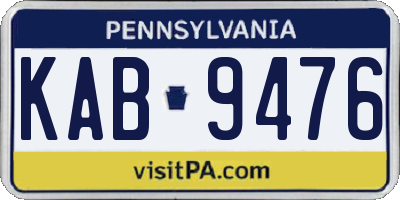 PA license plate KAB9476