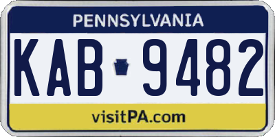 PA license plate KAB9482