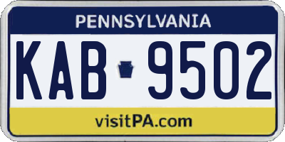 PA license plate KAB9502