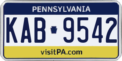 PA license plate KAB9542
