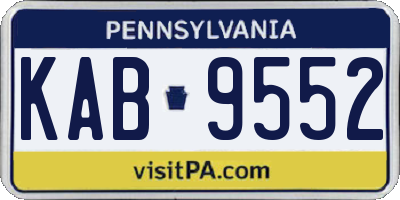 PA license plate KAB9552