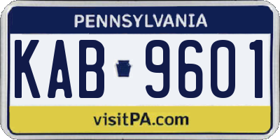 PA license plate KAB9601