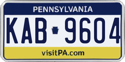 PA license plate KAB9604