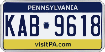 PA license plate KAB9618