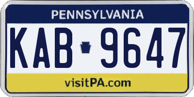 PA license plate KAB9647