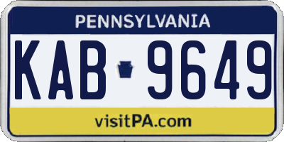 PA license plate KAB9649