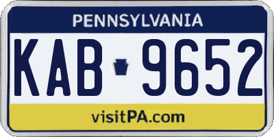 PA license plate KAB9652
