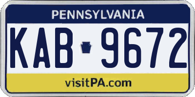 PA license plate KAB9672