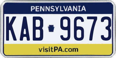 PA license plate KAB9673
