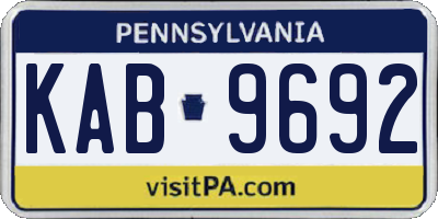 PA license plate KAB9692