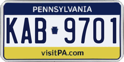 PA license plate KAB9701