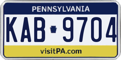 PA license plate KAB9704