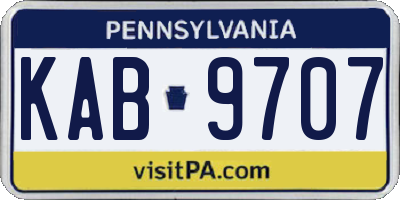 PA license plate KAB9707