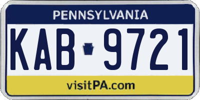 PA license plate KAB9721