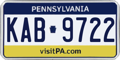 PA license plate KAB9722