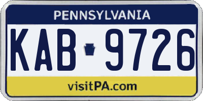 PA license plate KAB9726