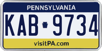 PA license plate KAB9734